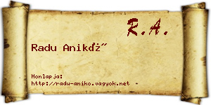 Radu Anikó névjegykártya